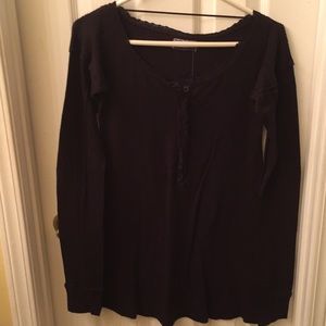 Free people detailed black Henley